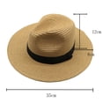 thumbnail image 6 of UDIYO Women Straw Panama Hat Travel Fedora Beach Sun Hat with Chin Strap Adjustable Summer Wide Brim Straw Roll up Hat UPF 50+, 6 of 8