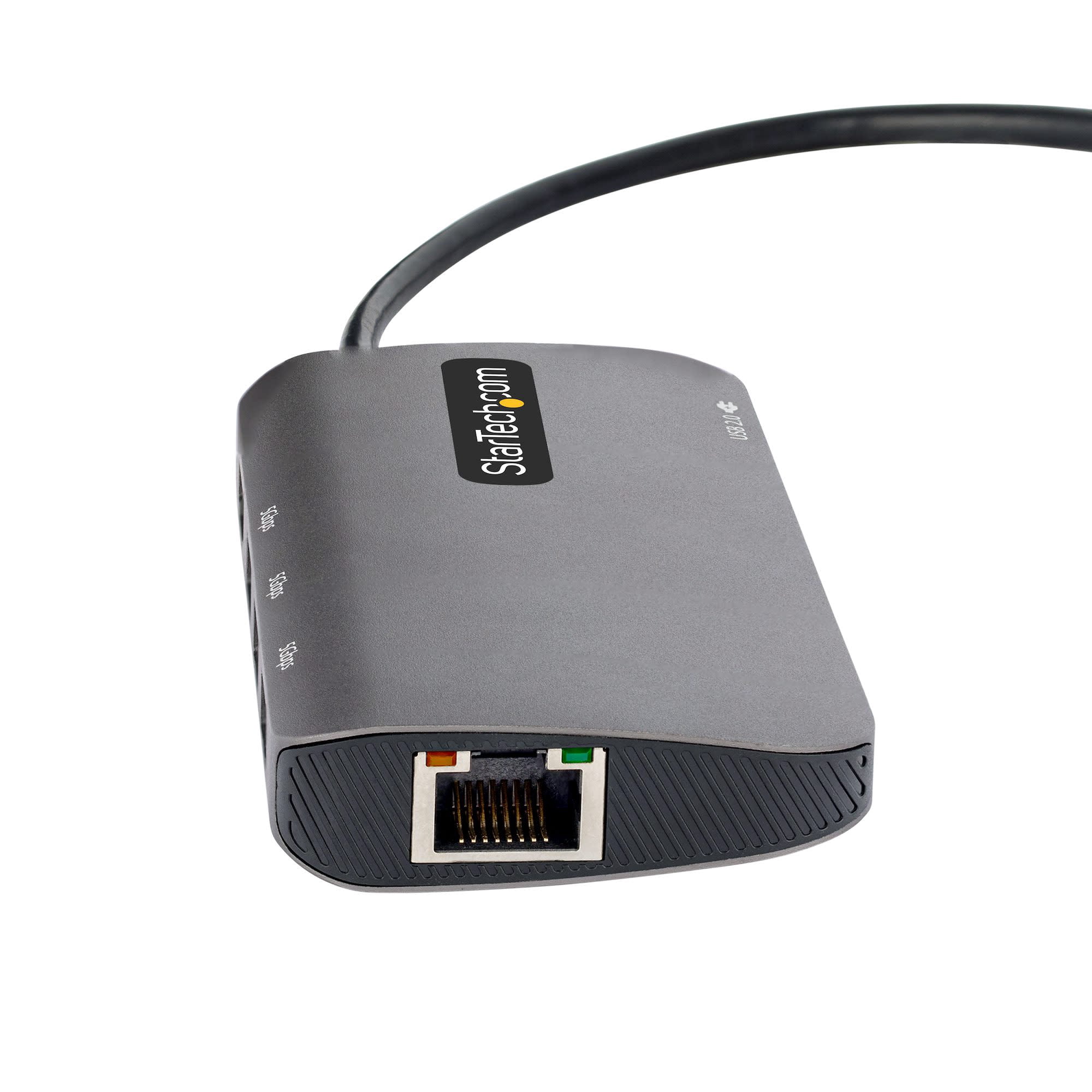 StarTech.com USB C Multiport Adapter, 4K 60Hz HDMI Video, 3 Port 5Gbps USB Hub, 100W Power Delivery Pass-Through, GbE, 12"/30cm Cable, Mini Travel Dock, Laptop Docking Station, Space Gray