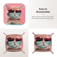 thumbnail image 2 of Valet Tray, Cool Cat Pink Sunglasses Faux Leather Desk Tray Vanity Tray Night Stand Organizer Catch All Tray Key Bowl for Entryway Table, Elegant Valet Tray Storage for Men Women, 2 of 7