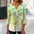 thumbnail image 1 of ICHUANYI Clearance Women Fashion Printed Casual V-Neck Short Sleeve Loose T-Shirt Blouse Tops(Green, XXL) ICHUANYI WER2023081001124, 1 of 5