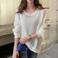 thumbnail image 2 of Diufon Womens Long Sleeve Sweaters Fall Casual Solid Color Tops Rounds Neck Pullover Tops, 2 of 5
