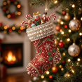 thumbnail image 3 of 2026 Holiday 3.15 inches Christmas Stocking Christmas Mica Ornament, Shimmering Acrylic Tree Hanging Ornament with Complete Hanging Strings, 3 of 8