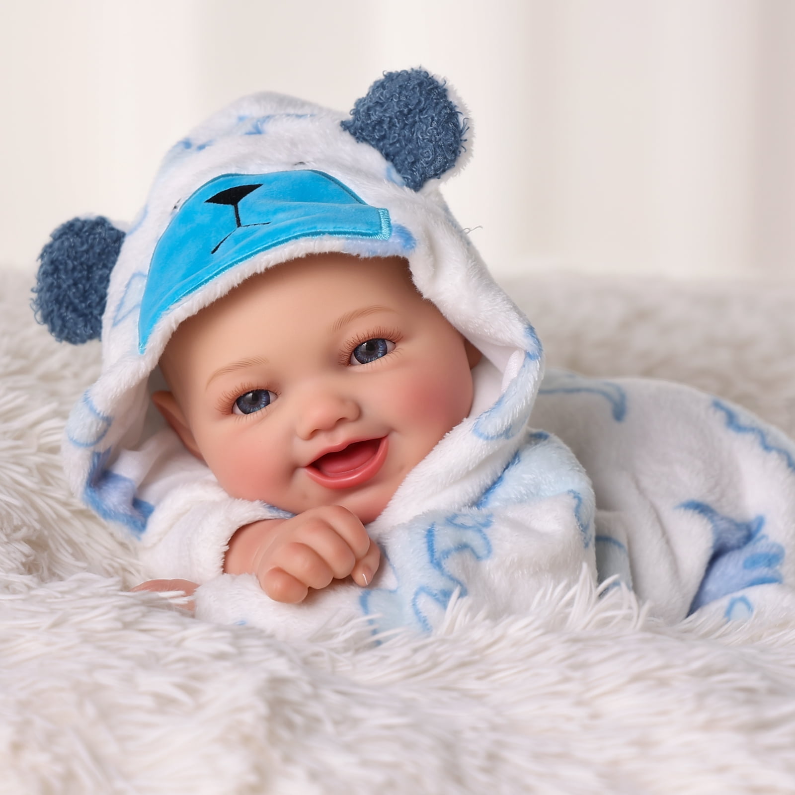 RSG Reborn Baby Dolls Boy, 17 Inch Adorable Smile Real Life Poseable Lifelike Doll for Boy Soft Vinyl and Cloth Body Baby Dolls with Clothes and Toy Gift for Kids Age 3+