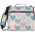 thumbnail image 2 of Zipper Binder with Shoulder Strap 2 inch 3 Ring Waterproof File Folder Organizer Bag 500 Sheet Gingham Heart-shaped Pattern, 2 of 8
