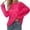 Hot Pink, variant on EDFBUYKRS Velvet Top for Women's Slim Fit Long Sleeve Off-Shoulder Blouse M