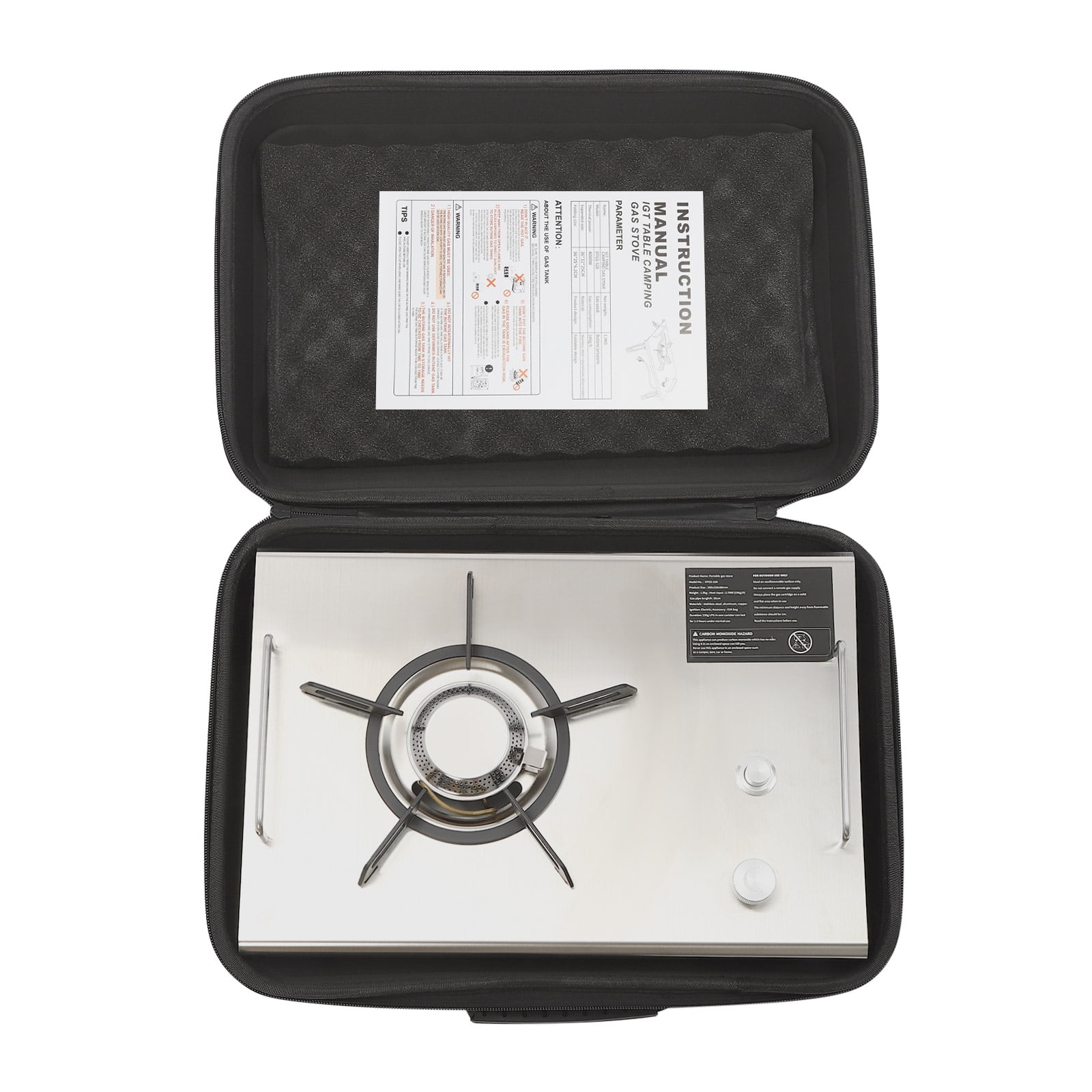 Portable Camp Stove Folding Single-Burner Gas Stove with Carrying Handle Electronic Ignition, Perfect for Camping, Hiking（Sliver）