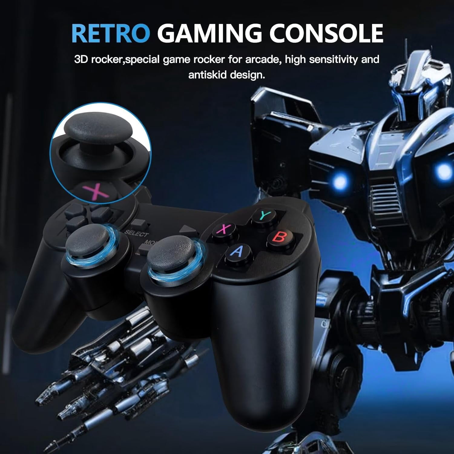 Retro Game Console Stick with 2.4GHz Wireless Controller, 9 Emulators 20000+ Games (MAME/PS1), 4K HDMI Output, Plug & Play for TV/PC/Projector 