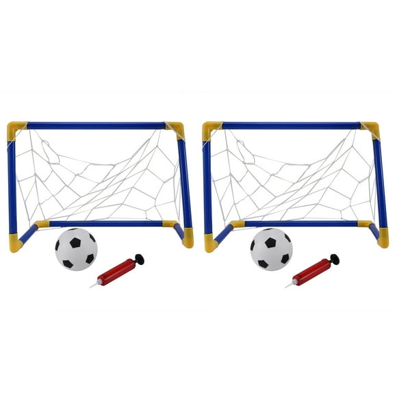 2X Folding Mini Football Soccer Goal Post Net Set with Pump Kids Sport Indoor Outdoor Games Toys
