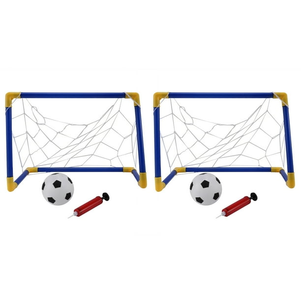 2X Mini Juego de Red de Poste de FúTbol de FúTbol Plegable con Bomba de Niños Deporte Interior