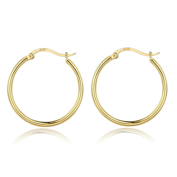 TINGN Gold Hoop Earrings for Women 14K Gold Plated 925 Sterling Silver Post Hypoallergenic Earrings