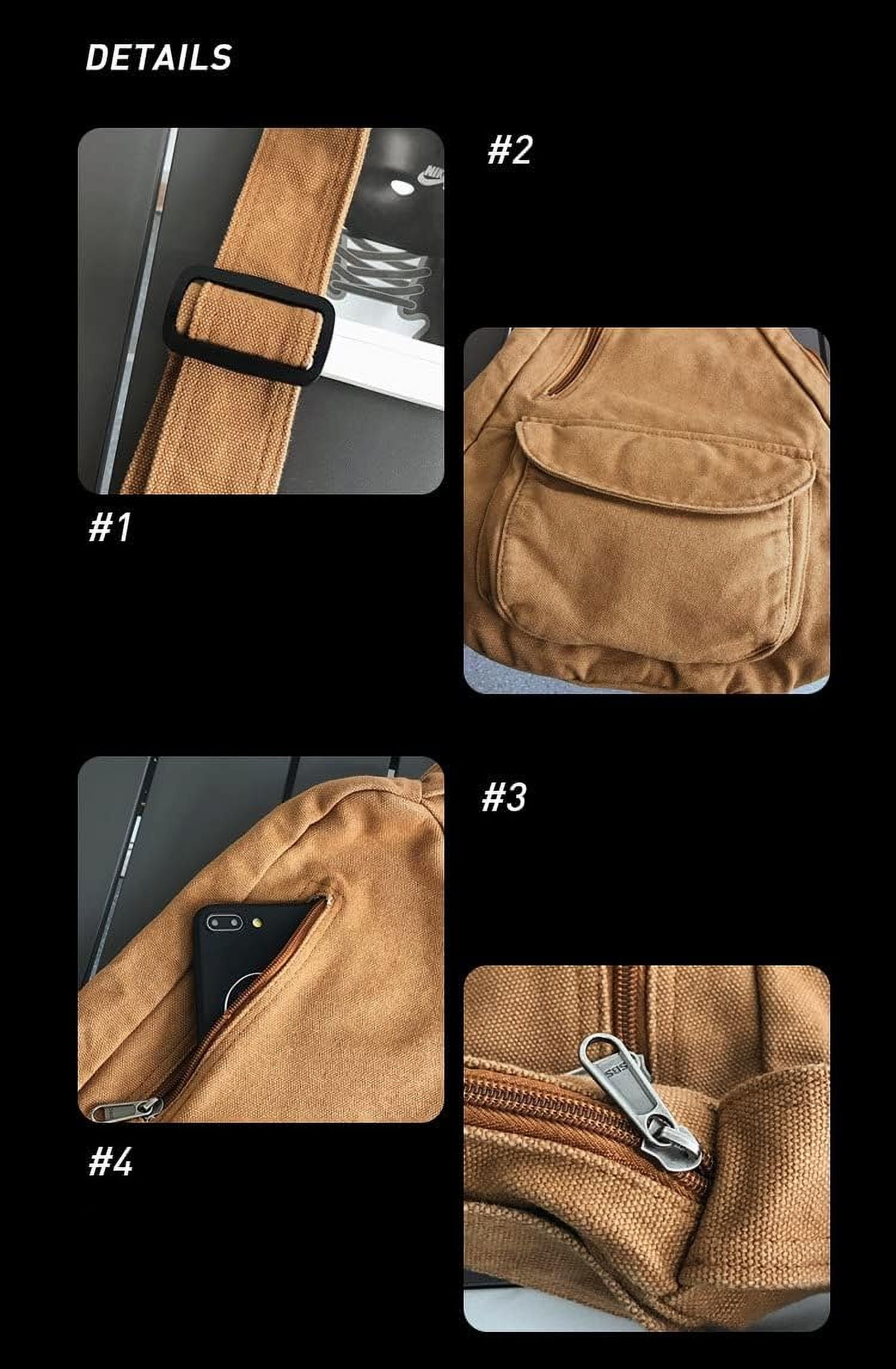 Canvas Sling Bag Backpack, Crossbody Shoulder Chest Bag with Adjustable Strap for Men Women Travel Hiking