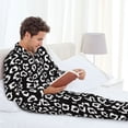 thumbnail image 6 of Uemuo Black Leopard Pattern 2-Piece Loungewear Set - Men’s Soft Sleepwear, Cozy Winter PJs, Comfy Sleep Set-XX-Large, 6 of 7