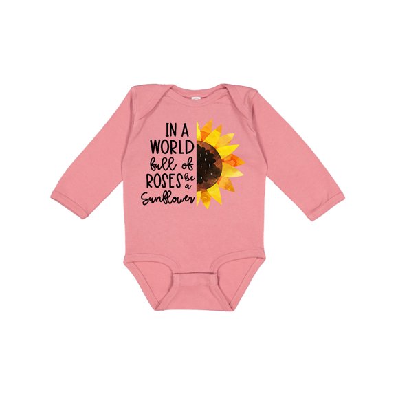 Inktastic Summer in a World Full of Roses Be a Sunflower Boys or Girls Long Sleeve Baby Bodysuit