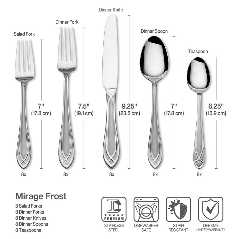 Free Shipping! Pfaltzgraff Mirage Frost 42-Piece Modern Flatware