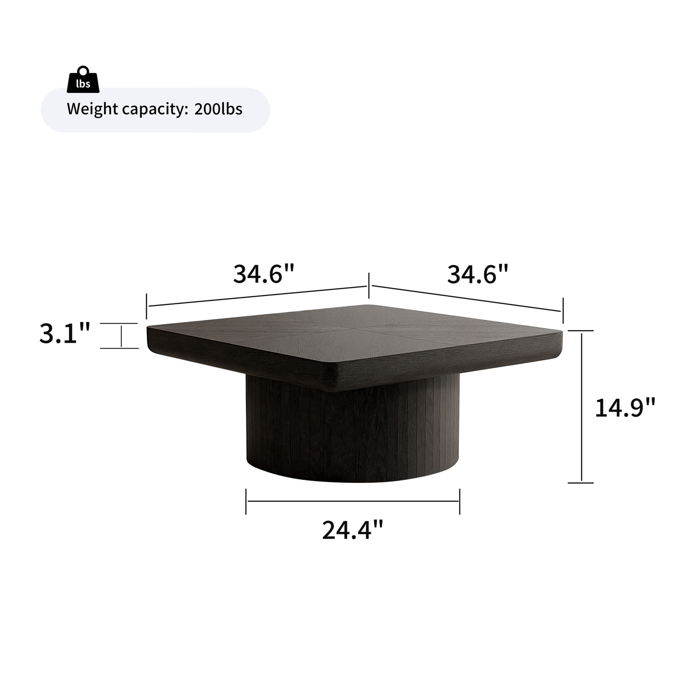 Noble House 2-Piece Nesting Coffee Table, Minimalist Wooden Center Table & Side Table, for Living Room, Black