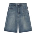 thumbnail image 1 of Pantalones cortos de mezclilla de mujeres Lady Lady Trendy Casual Mid Wisting para vacaciones en la fiesta de vacaciones de vacaciones Azul oscuro, 1 of 8