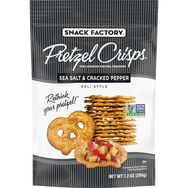 Snack Factory Pretzel Crisps Sea Salt & Cracked Pepper, 7.2 oz Bag