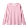 thumbnail image 6 of YUGYXL Womens Waffle Knit Tshirt Casual Round Neck Long Sleeve Pullover Shirts Loose Solid Color Fashion Tunic Tops Pink Sweatshirt XXL, 6 of 6