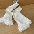 thumbnail image 5 of Girl's Combat Boots Ankle High Short Boot Sdie Zipped PU Leather Booties with Free Cotton Knited Y2K Lace Bell Bottom Leg Warmer (White Boots + White Leg Warmers - Boots Size:36), 5 of 9