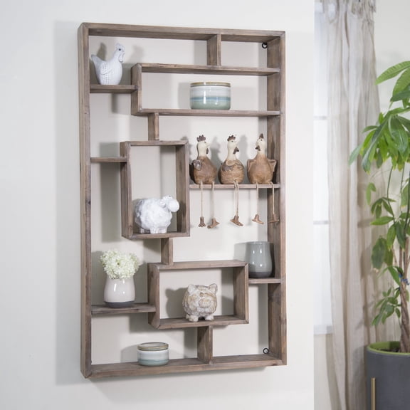 Wooden Multi-Tier Wall Mounted Shelf for Home Decor - Hanging Storage Organizer for Living Room, Bedroom, Office, or Entryway - Wall Shelf for Books, Plants, or Frames - 39", Brown