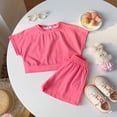 thumbnail image 5 of Two Piece Outfits Girls Girls Summer Outfits Kids Short Sleeve T Shirts and Elastic Waist Shorts 2 Piece Clothing Sets 12M-11Y, 5 of 8
