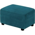 thumbnail image 1 of SHAR (Deep Sea Blue)Stretch Ottoman Covers Velvet Ottoman Cover Rectangle Footstool Cover Footstool Cover, 1 of 5