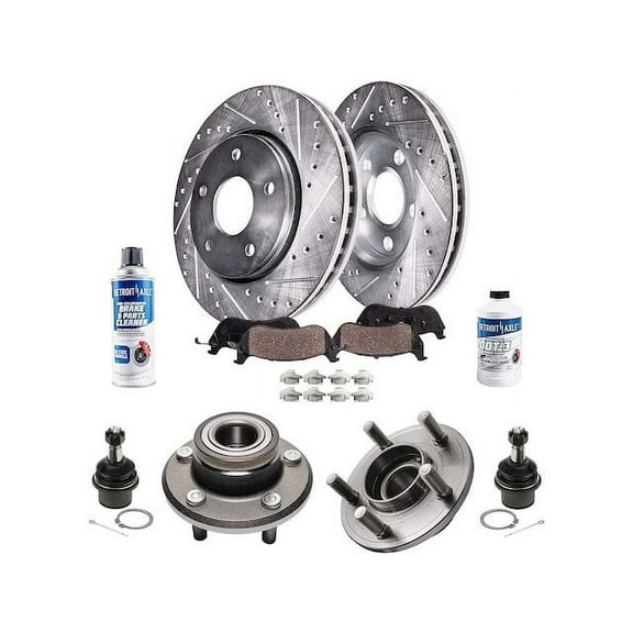 Front Brake Pad and Rotor and Wheel Hub Kit - Compatible with 2005 - 2008 Dodge Magnum 2006 2007