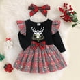 thumbnail image 3 of URMAGIC Newborn Baby Girls Christmas Deer Romper Tutu Dress Outfit with Headband Baby Christmas Clothes Set 18-24 Months, 3 of 10