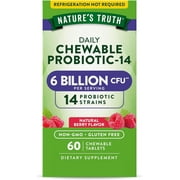 Probiotic Chewable for Men and Women |6 Billion CFU | 60 Count | 14 Strains | Natural Berry Flavor | Non-GMO & Gluten Free | By Nature's Truth