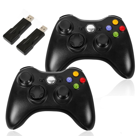 Turpow for Xbox 360 Controller, PC Wireless Gamepad with Ergonomic Grip/Upgraded No Drift Joystick/for Xbox 360 & Slim,Windows 11/10/8/7 PC (2 Pack, 2.4G Black)