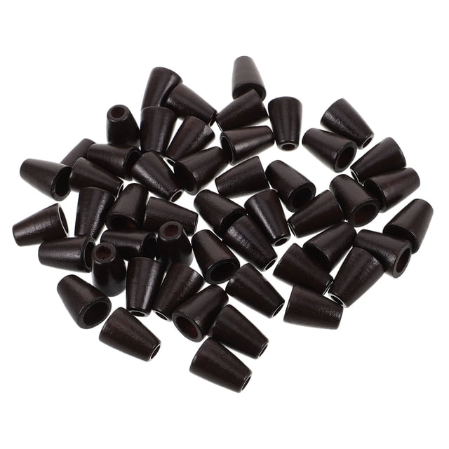TEHAUX 50pcs Jewelry Cord Ends Wood Dark Brown Cone Shaped Rope Fastening For Craft Enthusiasts