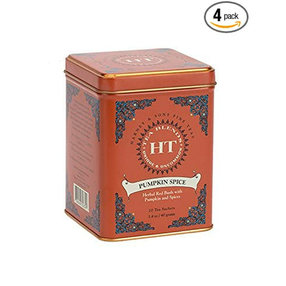 Harney and Sons Rooibos Tea Sachets, Pumpkin Spice, 20 Count (Pack of 4