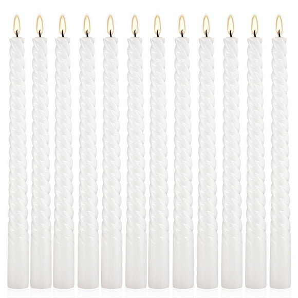 Vela cónica WPONSZU, 25 cm, espiral blanca, juego de 12 unidades, sin goteo