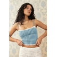 thumbnail image 3 of Women'S Y2k Gingham Square Neck Crop Tank Tops Spaghetti Strap Lace Trim Bow- Front Tops - Shirt Blue XL, 3 of 5