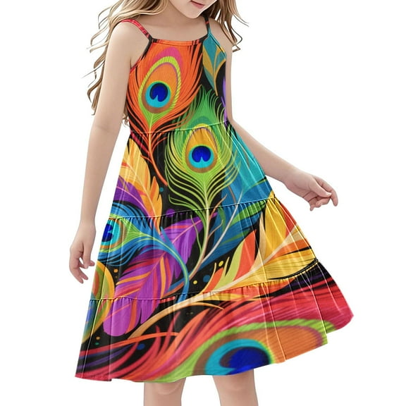 11-12 Years Girls Dresses Sleeveless Kids Summer Cotton Festival A Line Swing Dress Casual Round Neck Dresses for Girls 3-14 Years