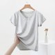 thumbnail image 3 of Mujeres Manga Corta Tops Casual, Color Sólido Cuello en V, Camiseta Casa Blusas para Mujeres, 3 of 6