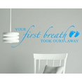 thumbnail image 4 of Your First Breath Took Ours Away Nursery Room Wall Sticker Quote 36x12 - Ice Blue, 4 of 4