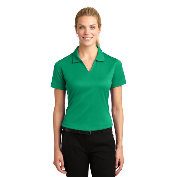 Sport-Tek Women's V Neck Lightweight Wick Moisture Polo Shirt_Kelly Green_2XL