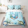 thumbnail image 2 of Feelyou Cartoon Axolotl Bedding Comforter Set 7pcs, Cartoon Letter U Queen Bedding Sets, 2 of 8