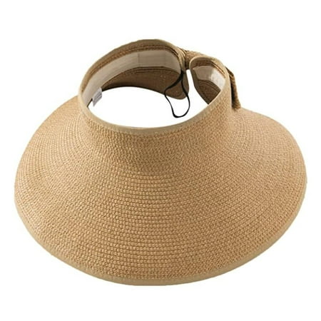 

Hesxuno Womens Straw Visor Womens Wide Roll-Up Straw Sun Visor Hat Bowknot Hat Beach Outdoor Hat