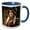 Blue/White, variant on 3drose, Cool Fantastic Lady in Green Hat and Red Dress. Mechanical Gear. Gift, 11oz Two-tone Yellow Mug