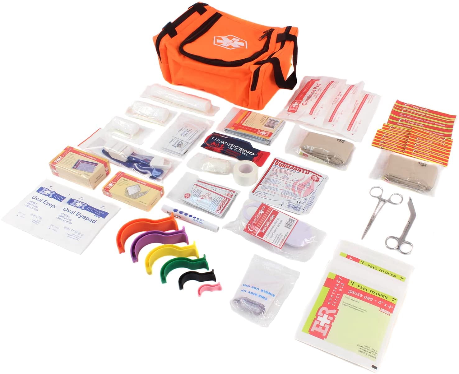 Ever Ready First Aid EMS First Responder Fully Stocked Trauma First Aid Kit (Orange)
