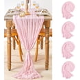 thumbnail image 1 of Pink Cheesecloth Table Runner 4 Packs 35" x10Ft Rustic Gauze Boho Table Runner for Wedding Reception Bridal Shower Vintage Decor, 1 of 14