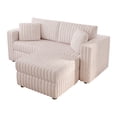 thumbnail image 3 of JERFIT Modern Light Pink 2-Person Modular Sofa with Storage Ottoman, Convertible Hydraulic Lift Recliner for Living Room & Bedroom, 3 of 3