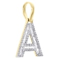 thumbnail image 2 of 10K Yellow Gold Baguette Diamond Letter A Mini Pendant 1" Initial Charm 0.45 CT., 2 of 6
