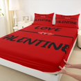 thumbnail image 3 of Manfei Boys Girls Love Valentine 3pcs Twin Sheet Sets,Black Red Twin Fitted Sheet,Roamntic Love Heart Print Breathable Flat Sheet,Super Cozy Room Decor, 3 of 7