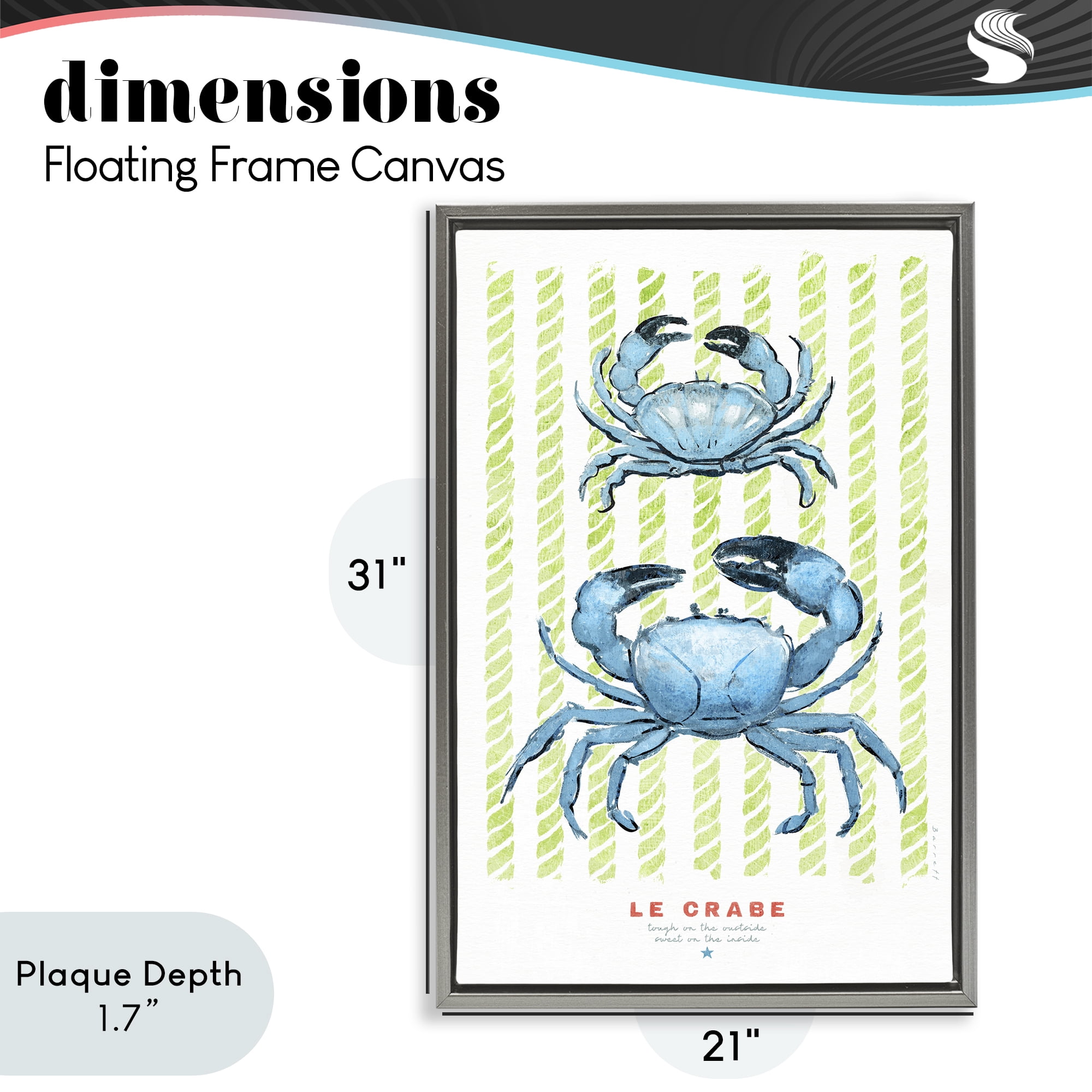 Stupell Industries Modern Bistro Crabs Gray Framed Floater Canvas Wall Art, design by Chad Barrett