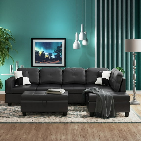 Aria Right Hand Sectional Sofa Set with ottoman
