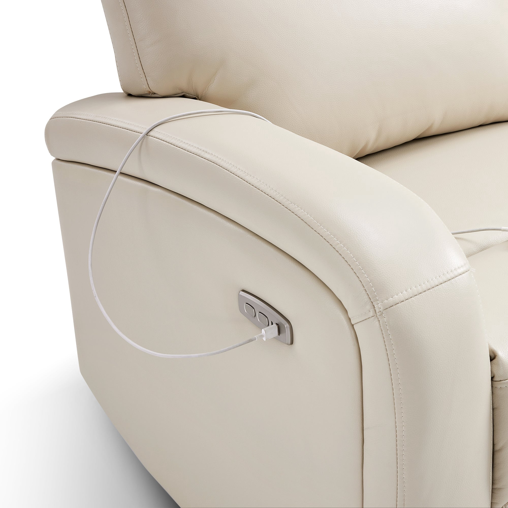 MCombo 56" Zero Wall Hugger Power Recliner Loveseat Sofa for Small Space, Living Room, RV, Beige