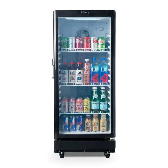 Premium Levella 6.0 cu ft Single Door Glass Display Refrigerator, Black
